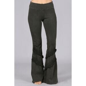 Chatoyant Double Fringe Bell Bottoms Dark Moss Small